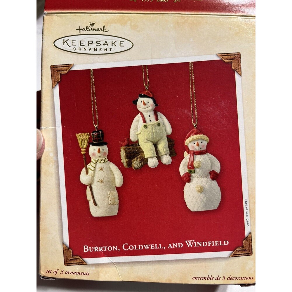 Vtg 2003 Hallmark Set of 3 Snowman Ornaments Burrton Coldwell Winfield
